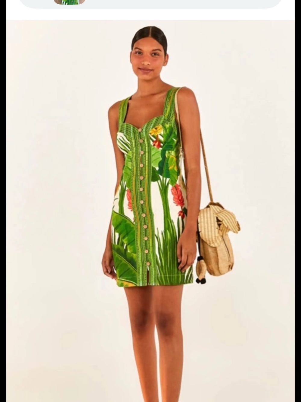 FARM Rio Green Tropical Button-Front Mini Dress - Picture 4 of 9